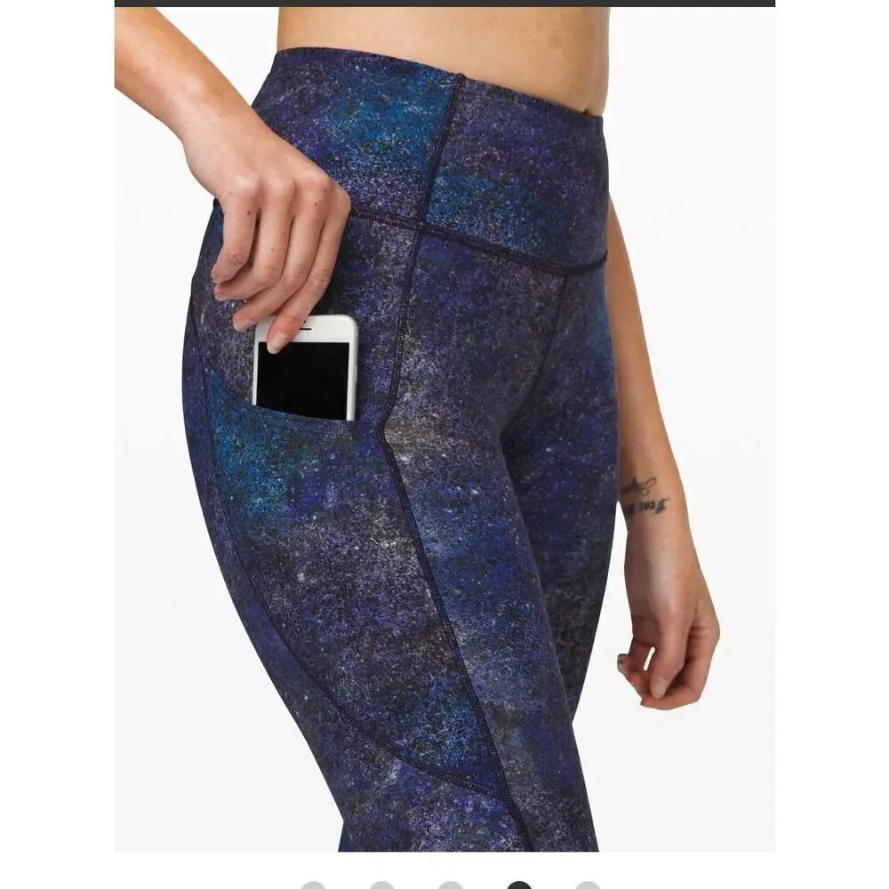 Lululemon Fast and Free High-Rise Crop II Nulux Polar Lights Blue Multi Size 0